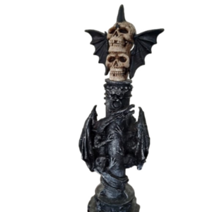 Unique Skull Handled Knife with Black Dragons Pillar